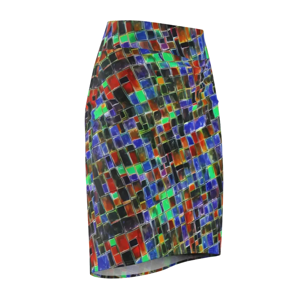 Neon Tesserae on Pencil Skirt — Front Side