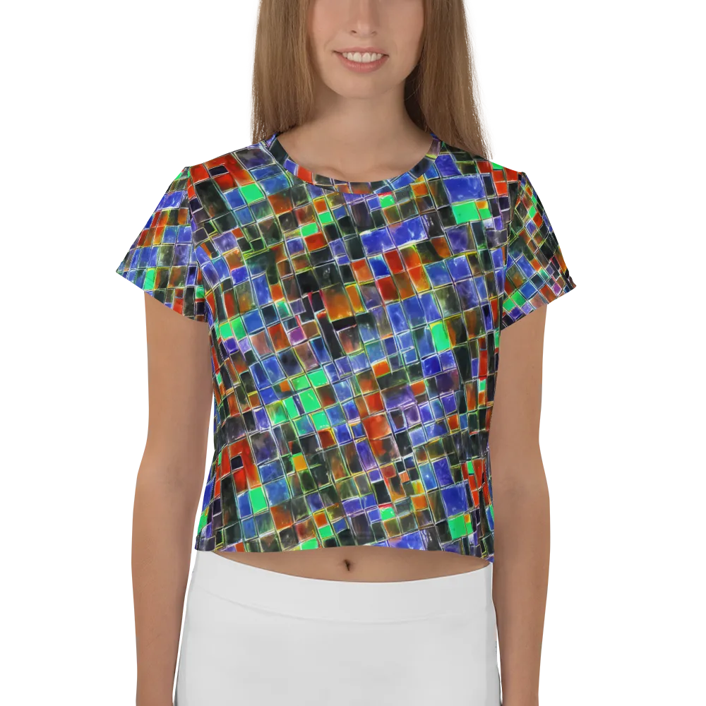 Neon Tesserae on Crop Tee — Front