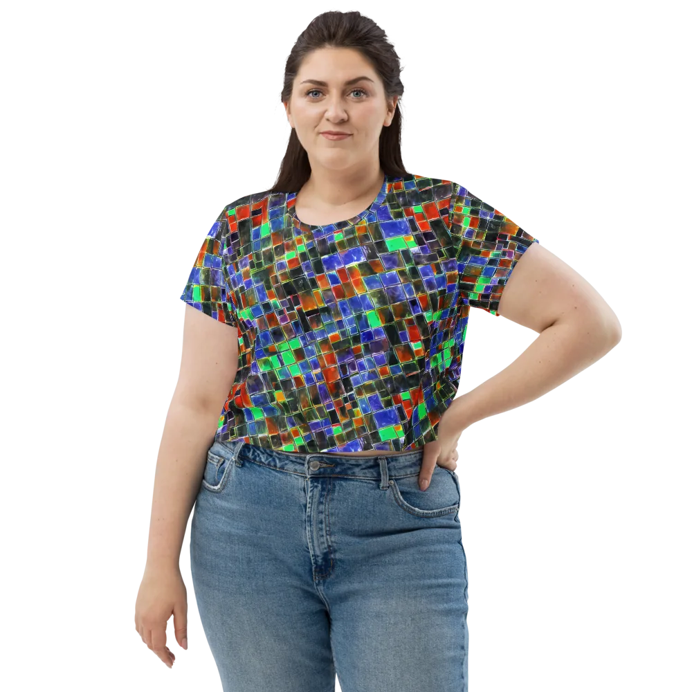 Neon Tesserae on Crop Tee — Front