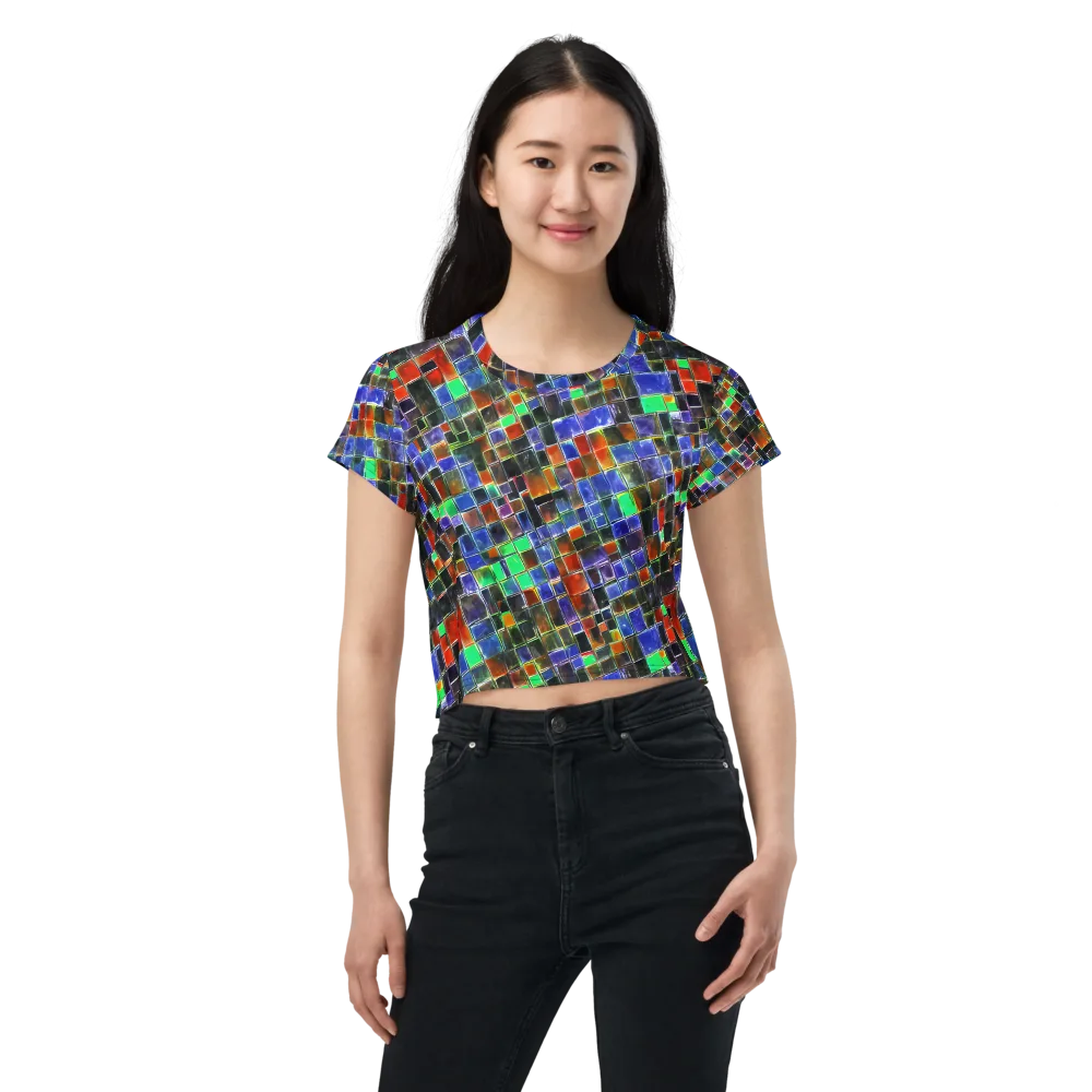 Neon Tesserae on Crop Tee — Front