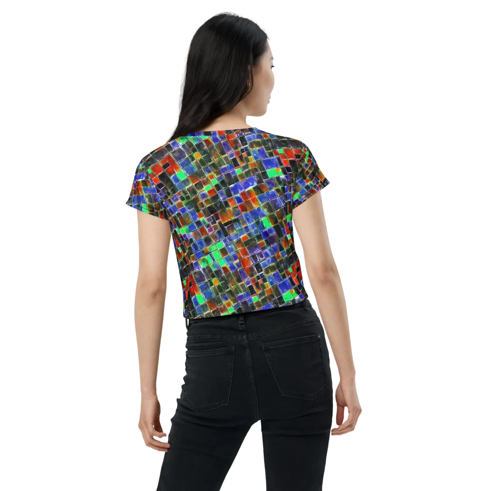 Neon Tesserae on Crop Tee — Back