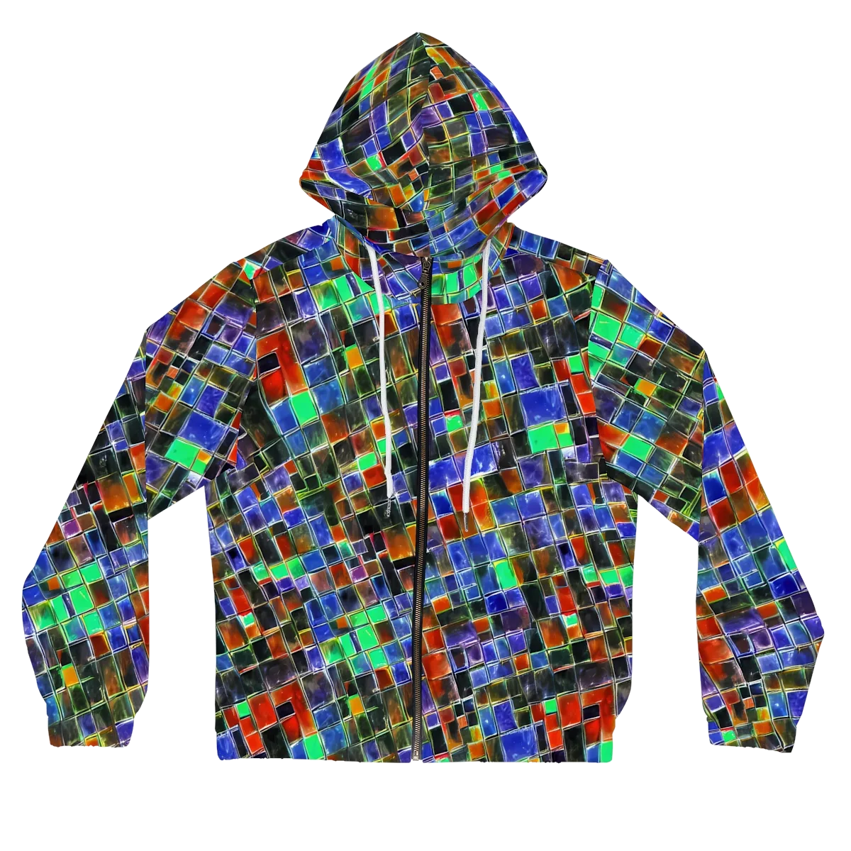 Neon Tesserae on Women's Full-Zip Hoodie — Front