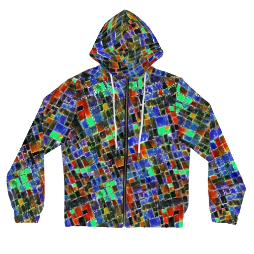 Neon Tesserae on a Women's Full-Zip Hoodie