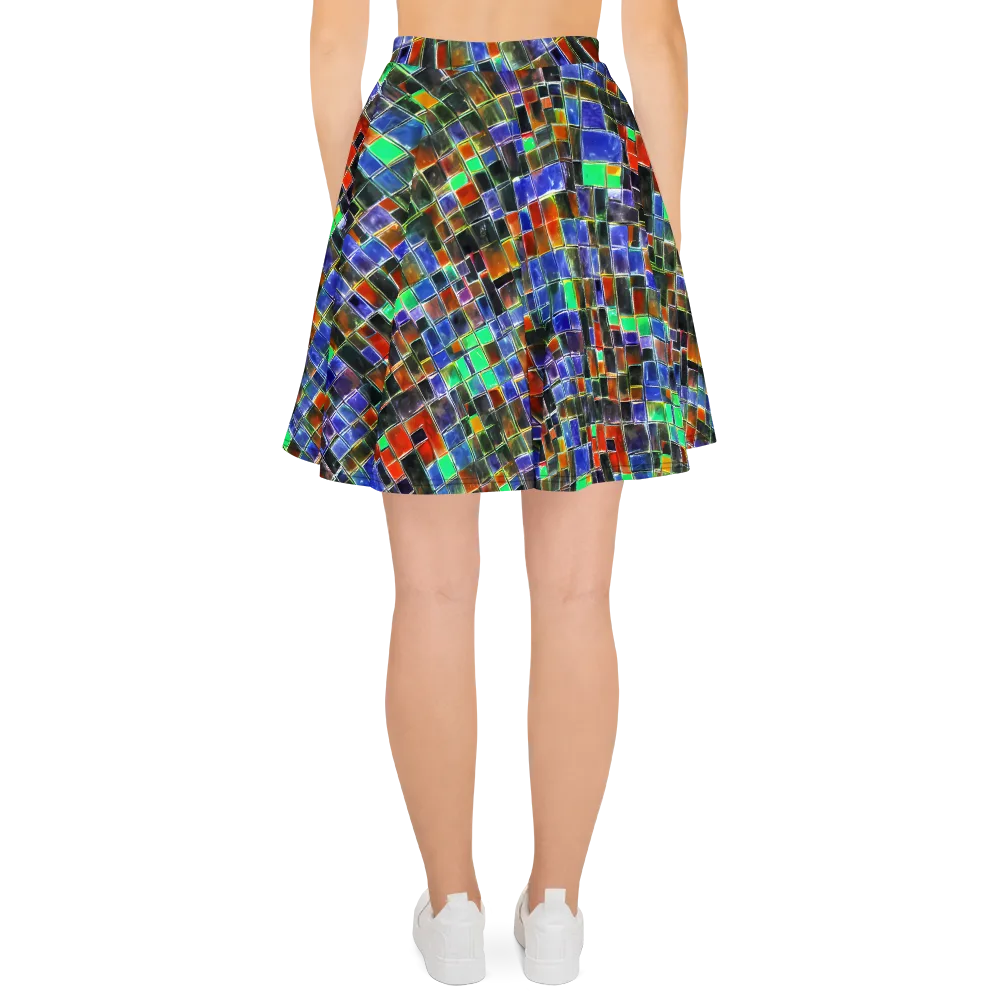 Neon Tesserae on Skater Skirt — Back