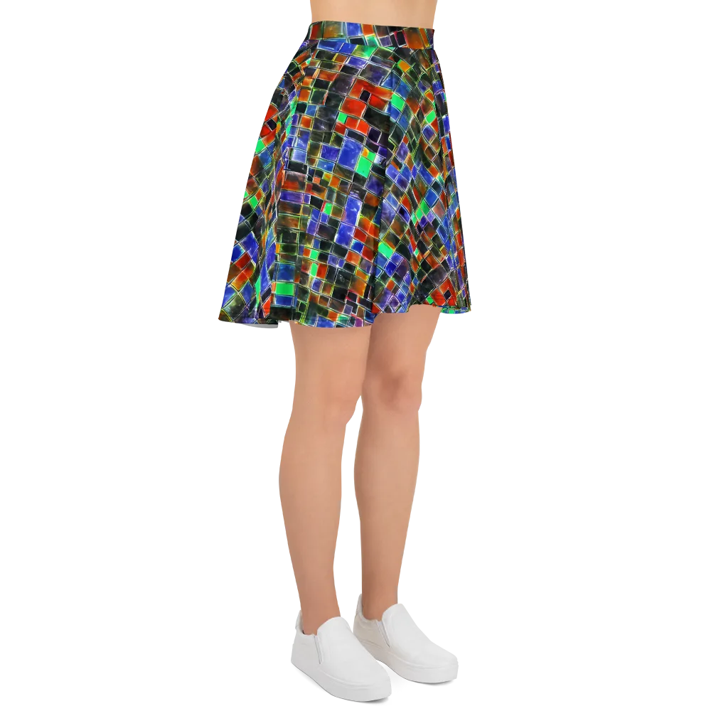 Neon Tesserae on Skater Skirt — Right