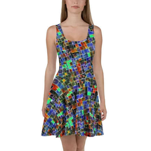 Neon Tesserae on a Skater Dress