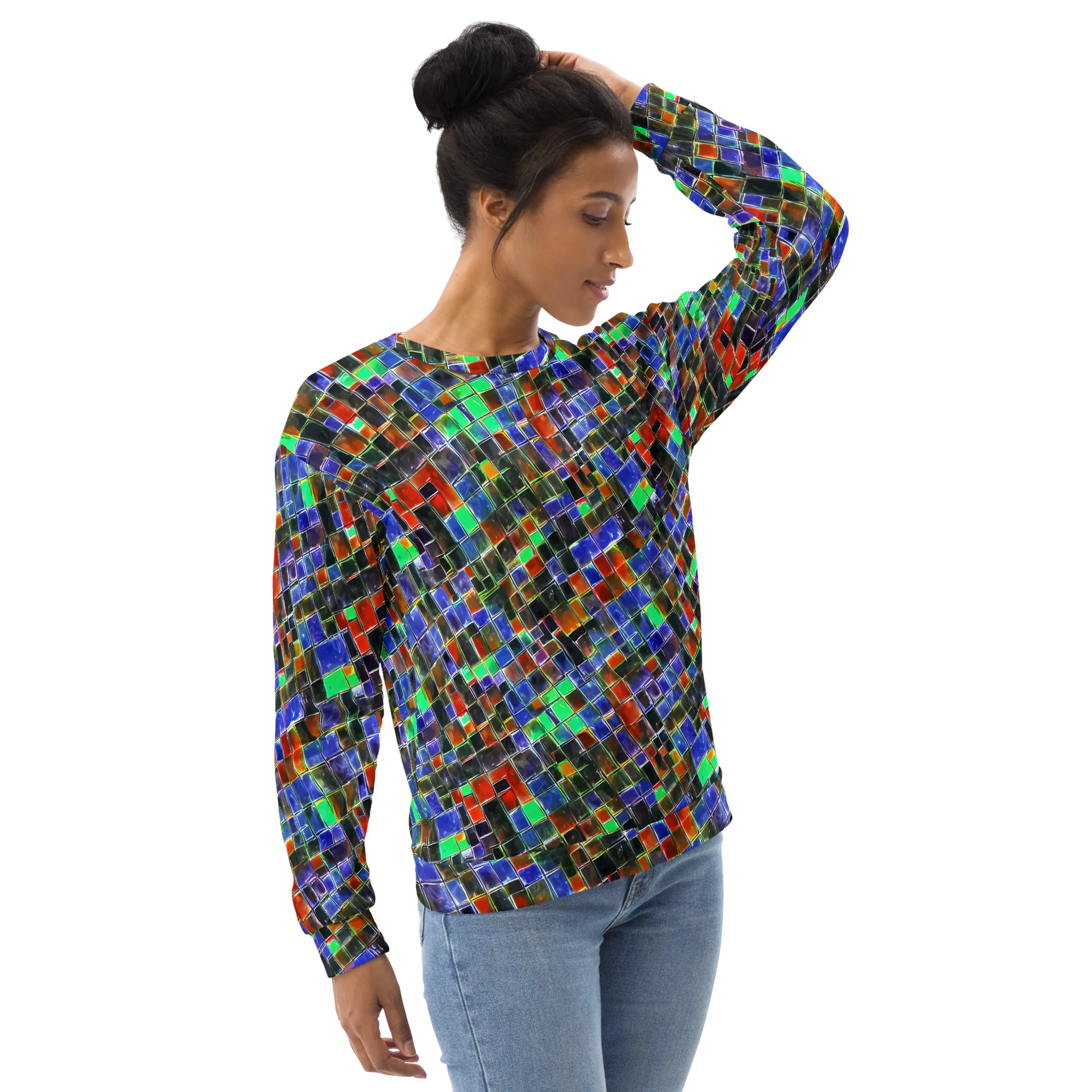 Neon Tesserae on Sweatshirt — Right Front