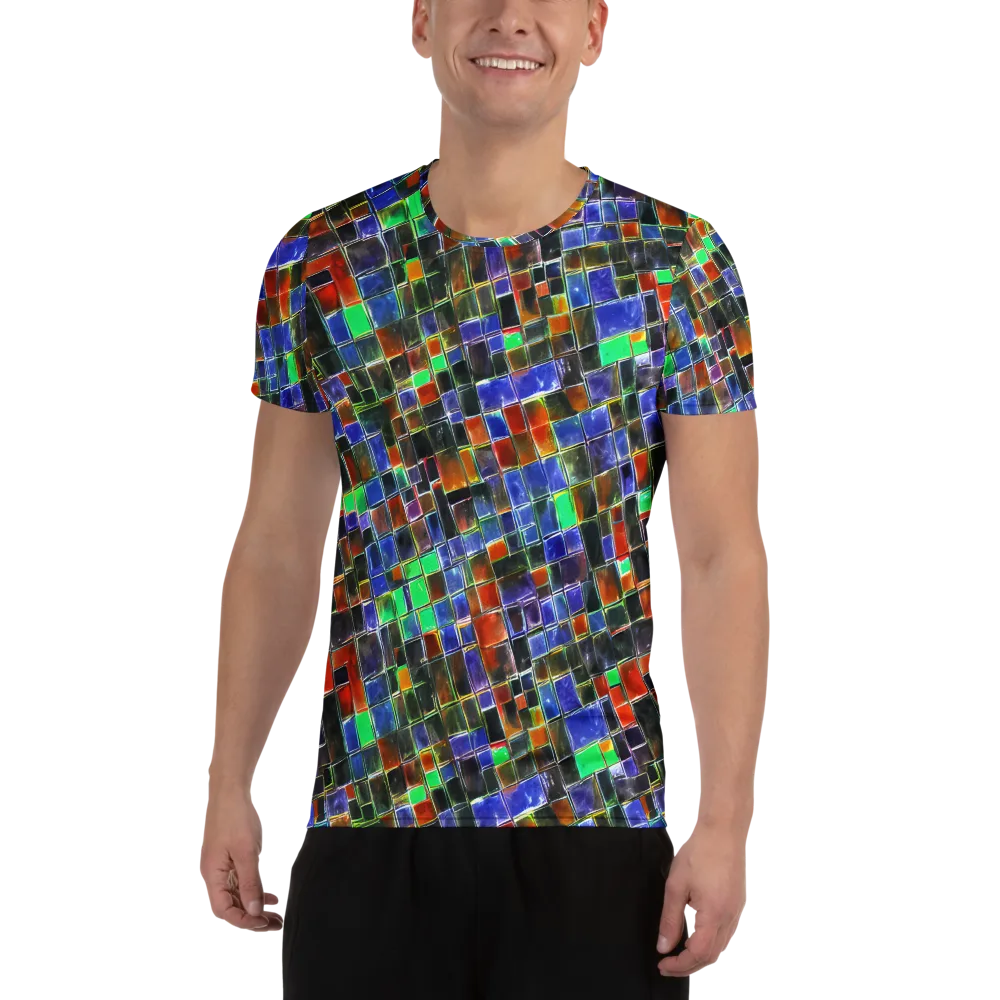 Neon Tesserae on Men's Athletic T-Shirt — Front