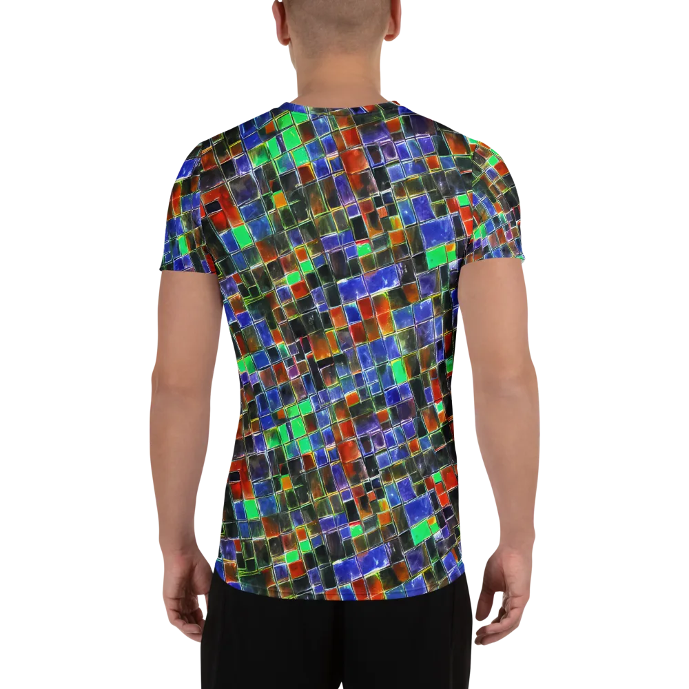 Neon Tesserae on Men's Athletic T-Shirt — Back