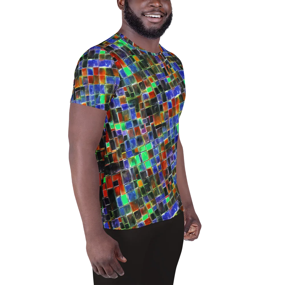 Neon Tesserae on Men's Athletic T-Shirt — Right