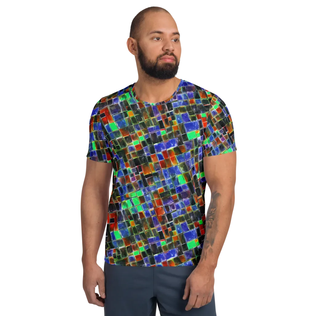 Neon Tesserae on Men's Athletic T-Shirt — Front