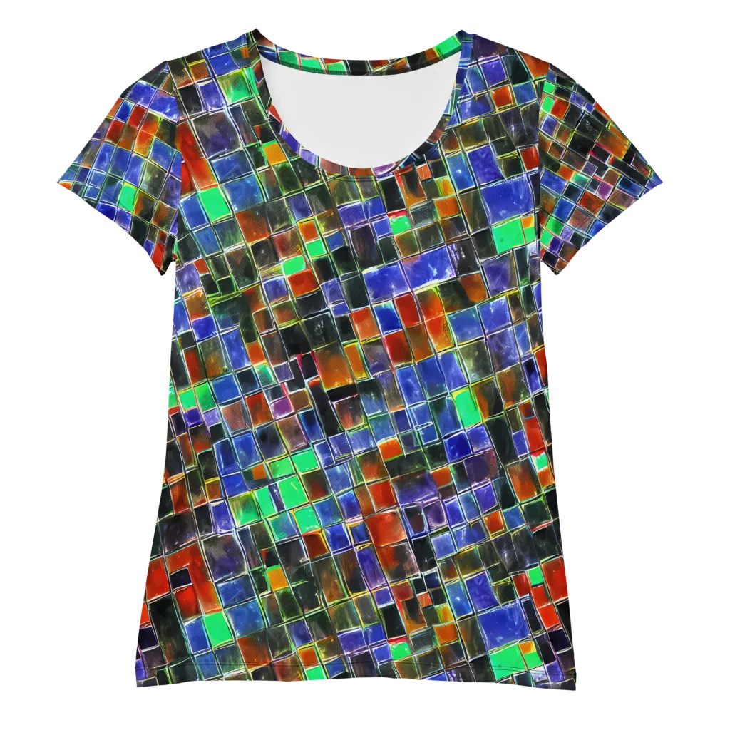Neon Tesserae on Women's Athletic T-Shirt — Front