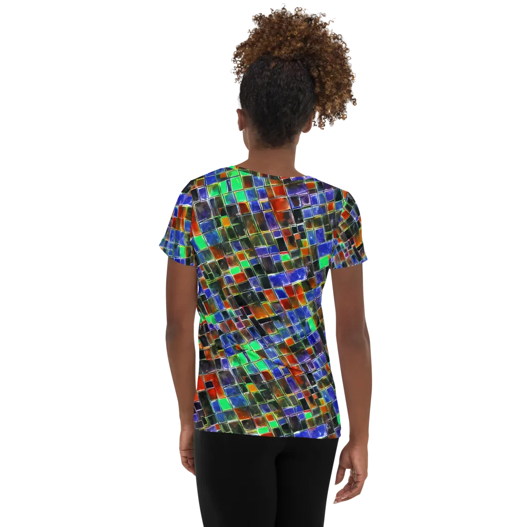 Neon Tesserae on Women's Athletic T-Shirt — Back