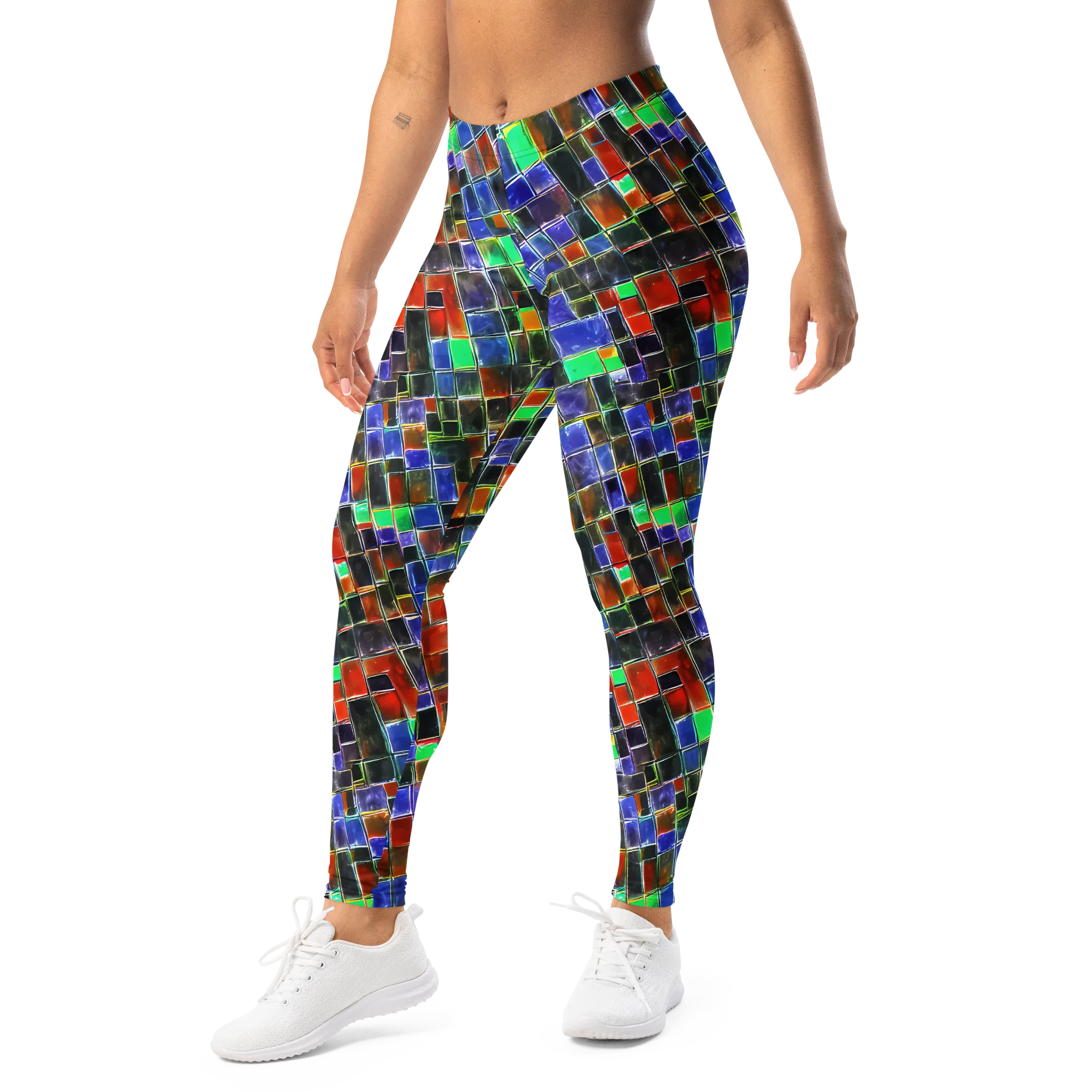 Neon Tesserae on Leggings — Left Front