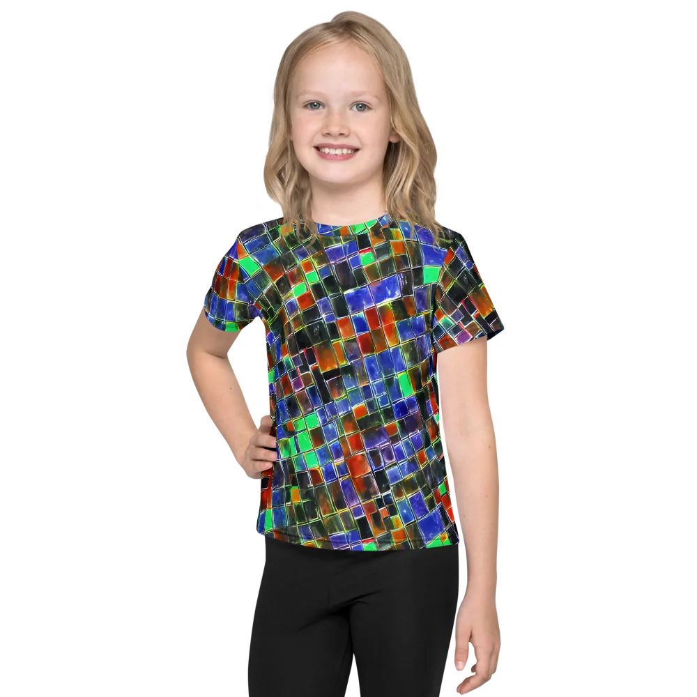 Neon Tesserae on Kids Crew Neck T-Shirt — Front