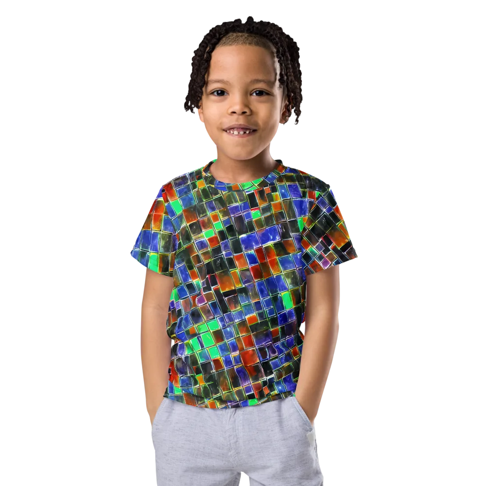 Neon Tesserae on Kids Crew Neck T-Shirt — Front