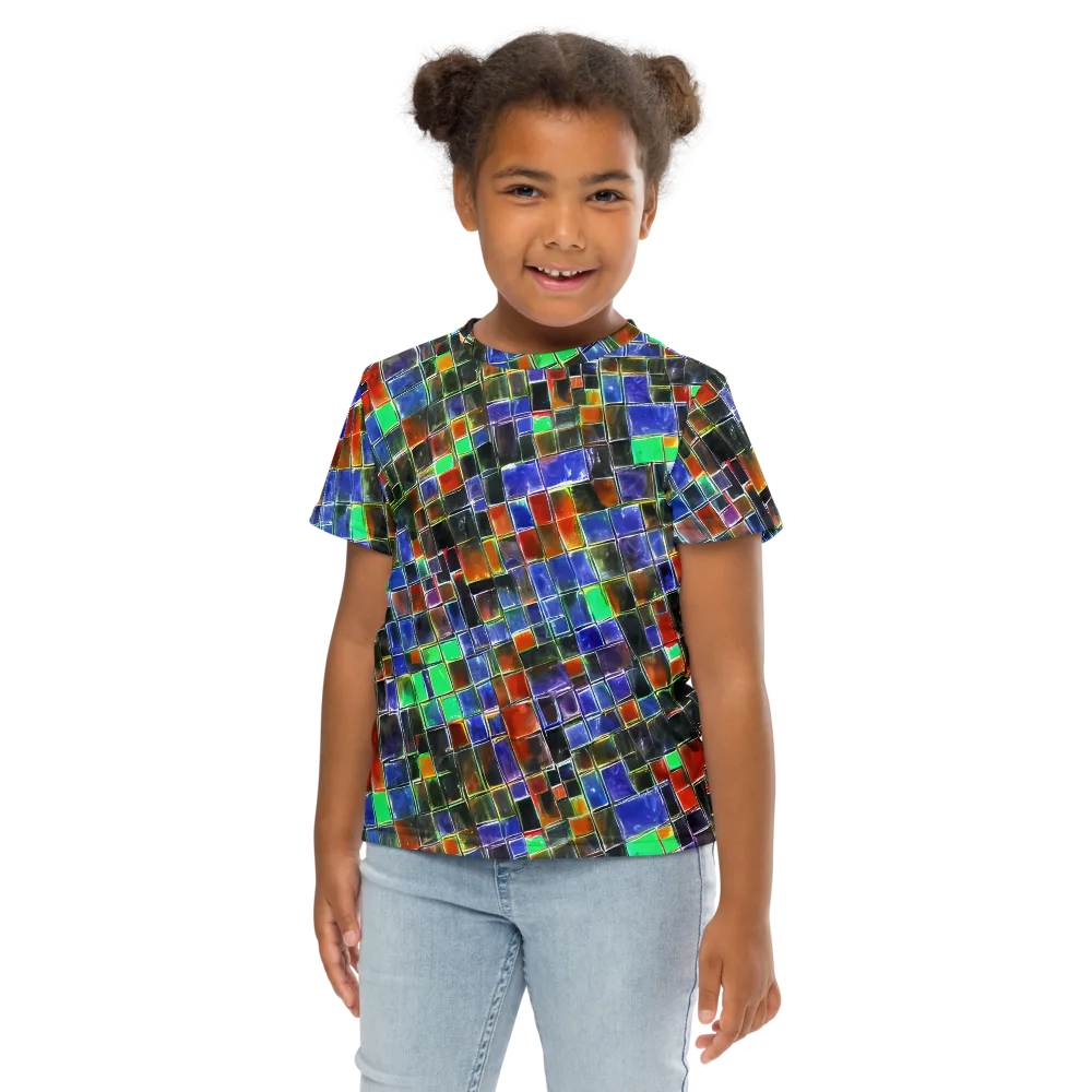 Neon Tesserae on Kids Crew Neck T-Shirt — Front