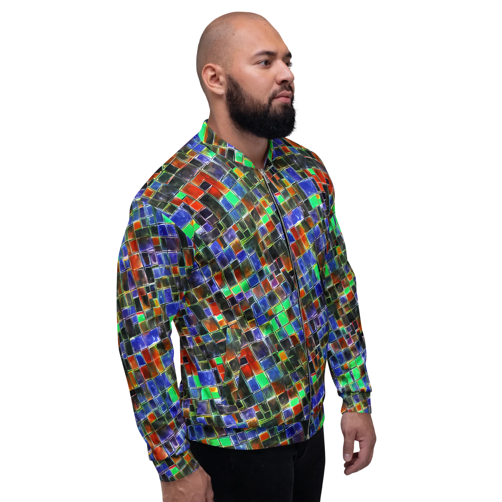Neon Tesserae on Bomber Jacket — Right