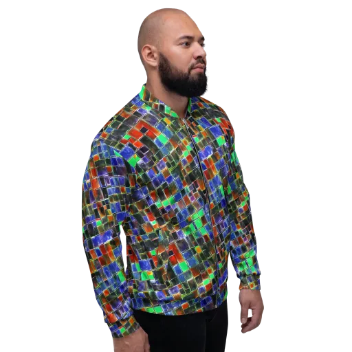 Neon Tesserae on a Bomber Jacket