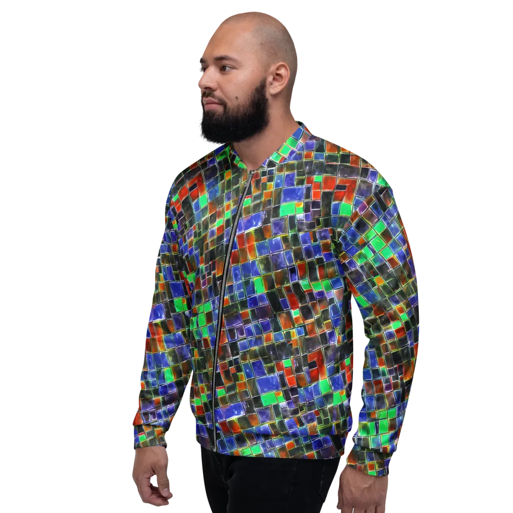 Neon Tesserae on Bomber Jacket — Left