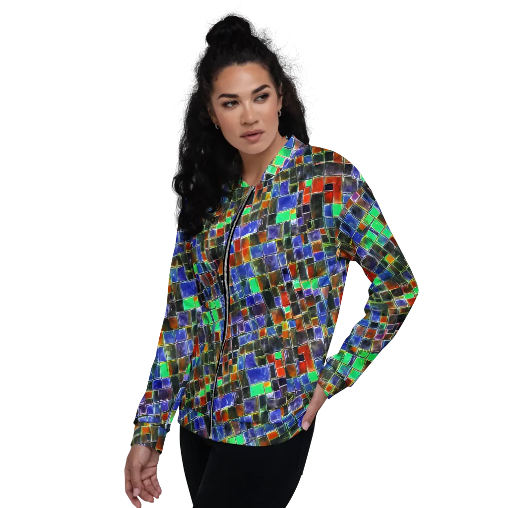Neon Tesserae on Bomber Jacket — Left