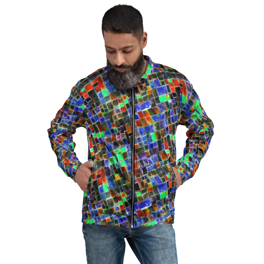 Neon Tesserae on Bomber Jacket — Front