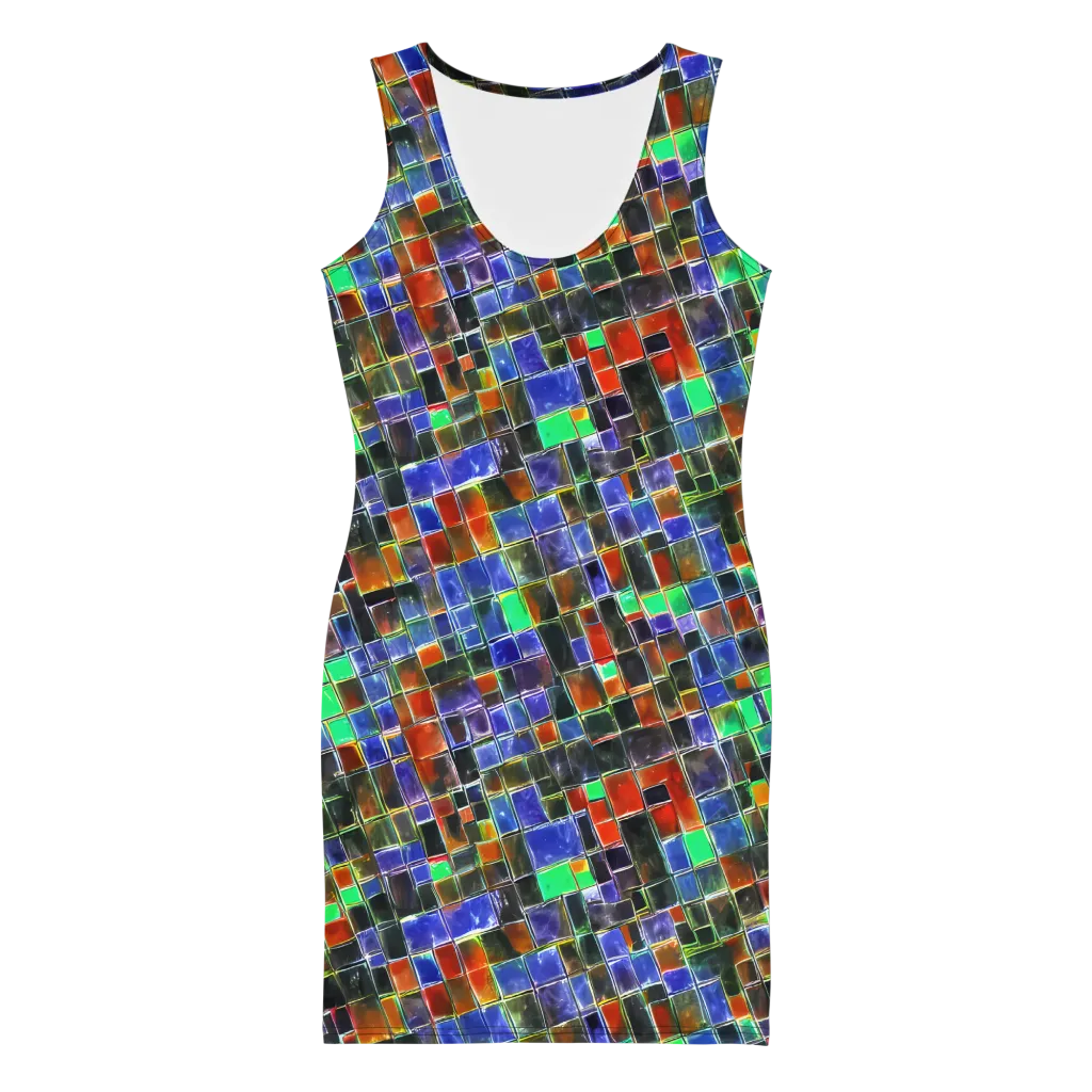 Neon Tesserae on Bodycon Dress — Front