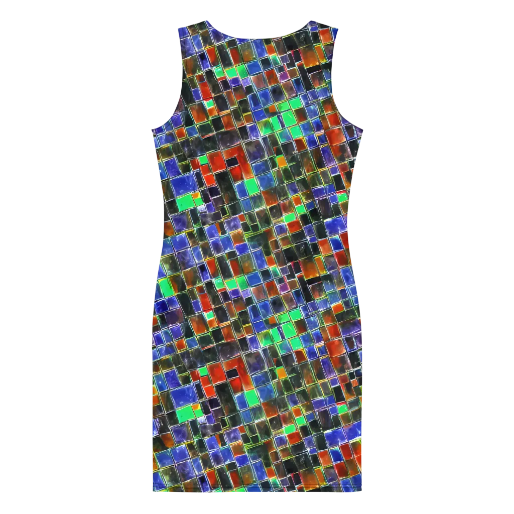 Neon Tesserae on Bodycon Dress — Back