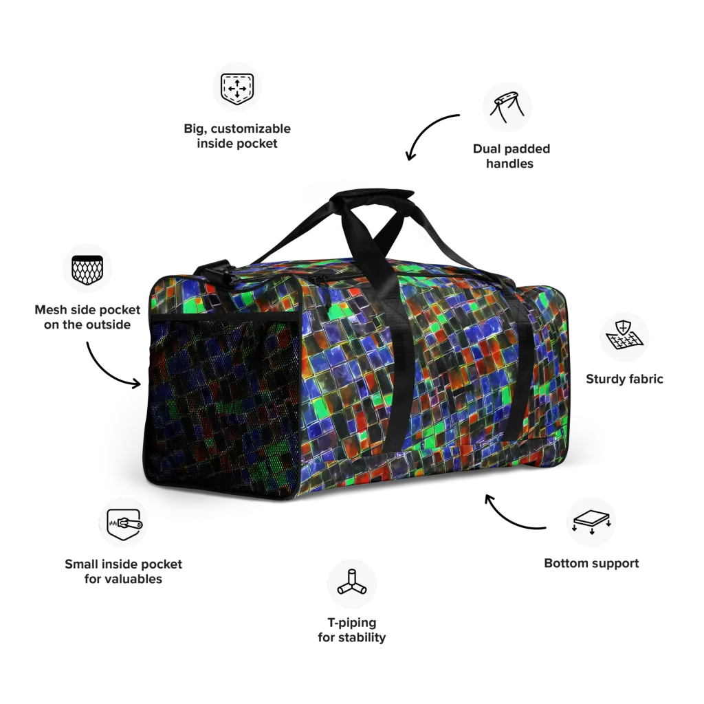 Neon Tesserae on Duffle Bag — Right Front