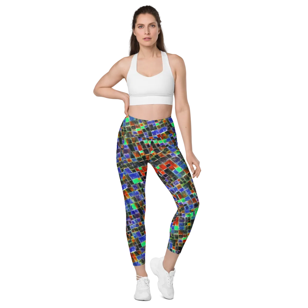 Neon Tesserae on Leggings with Pockets — Front