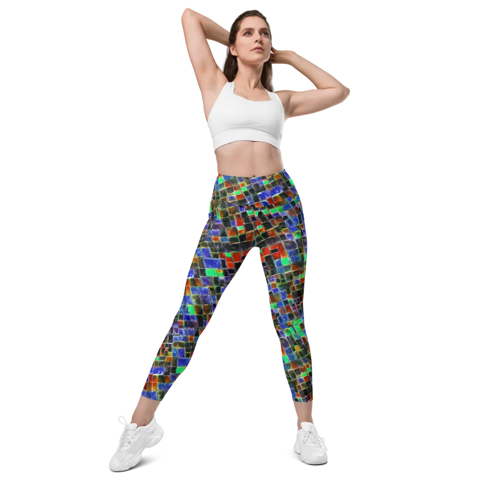 Neon Tesserae on Leggings with Pockets — Front