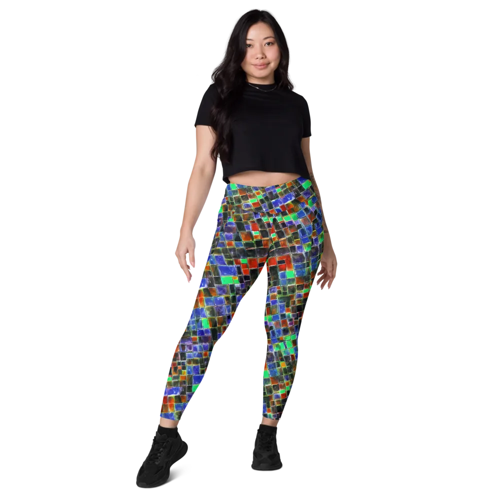 Neon Tesserae on Leggings with Pockets — Front