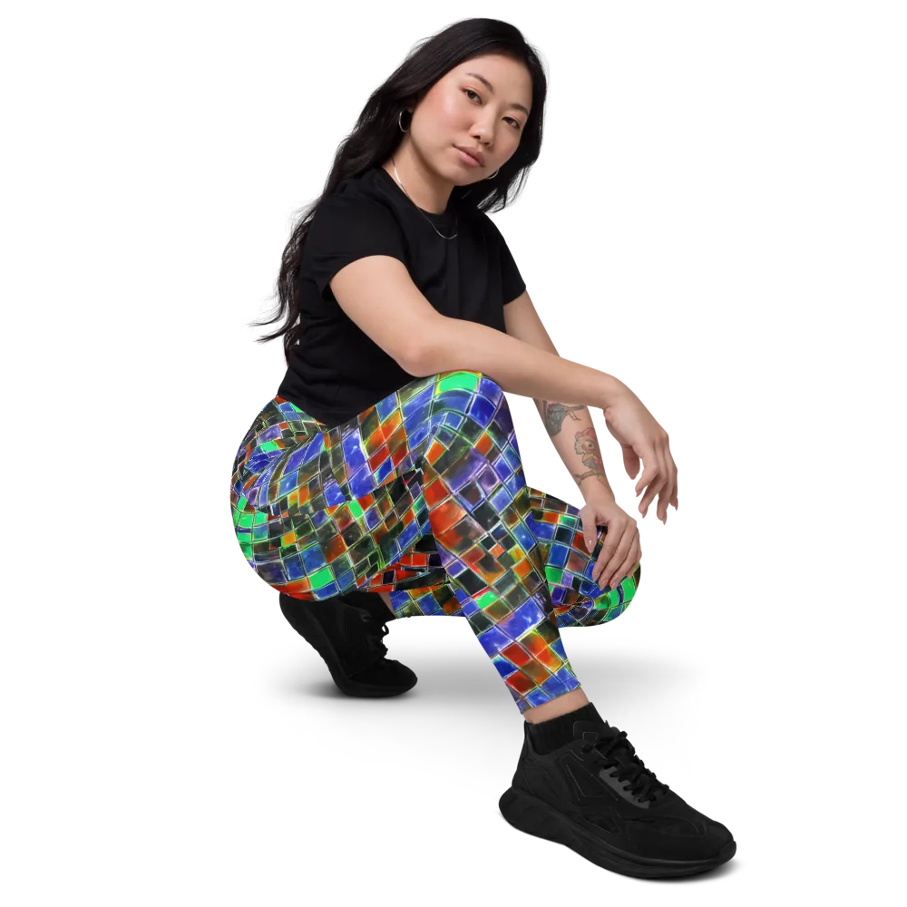 Neon Tesserae on Leggings with Pockets — Right Front