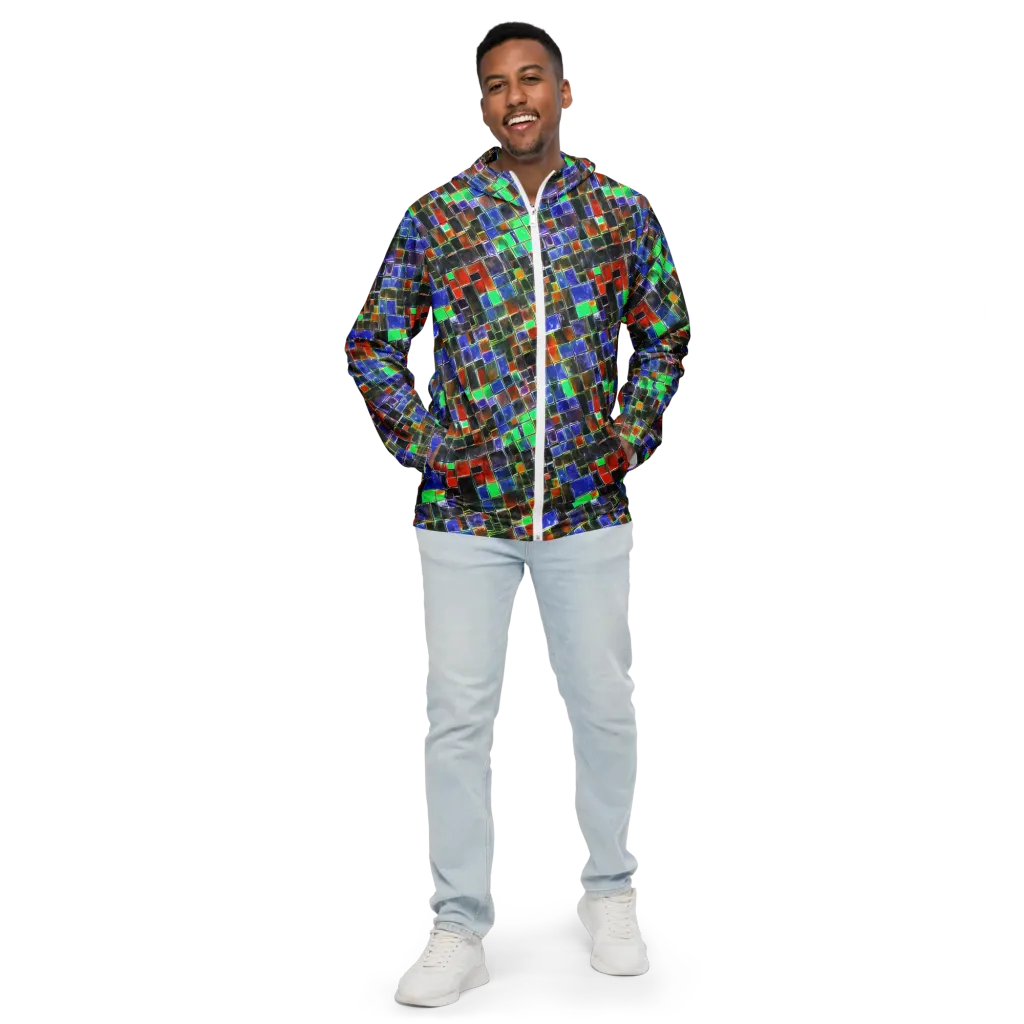Neon Tesserae on Men's Windbreaker — Front