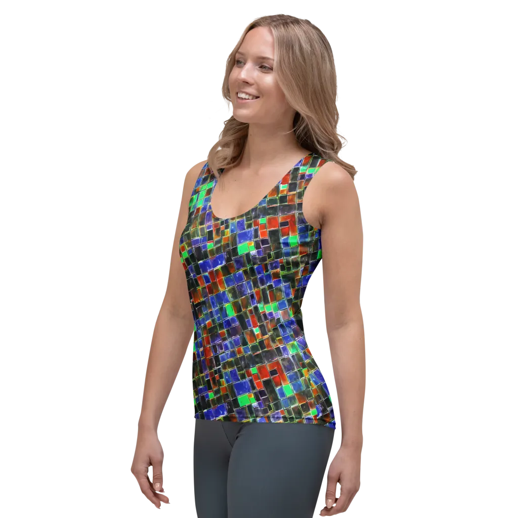 Neon Tesserae on Women's Tank Top — Left Front