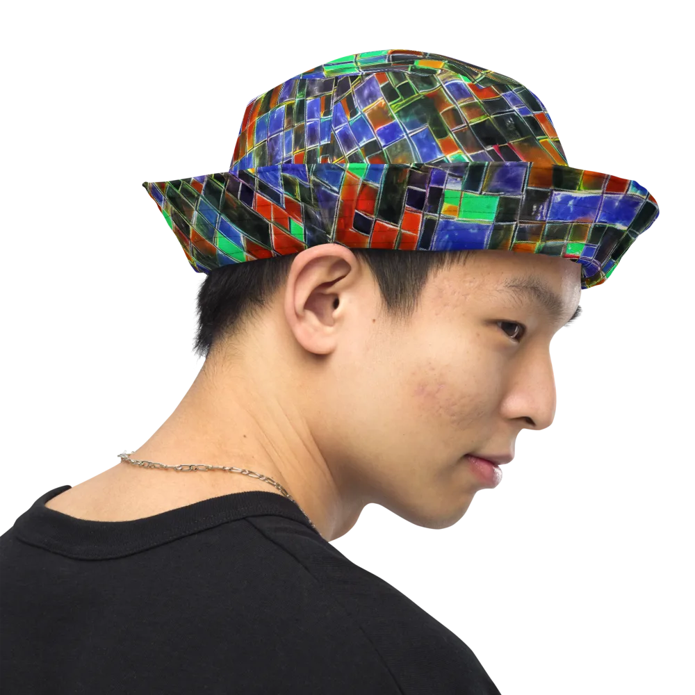 Neon Tesserae on Reversible Bucket Hat — Right Outside