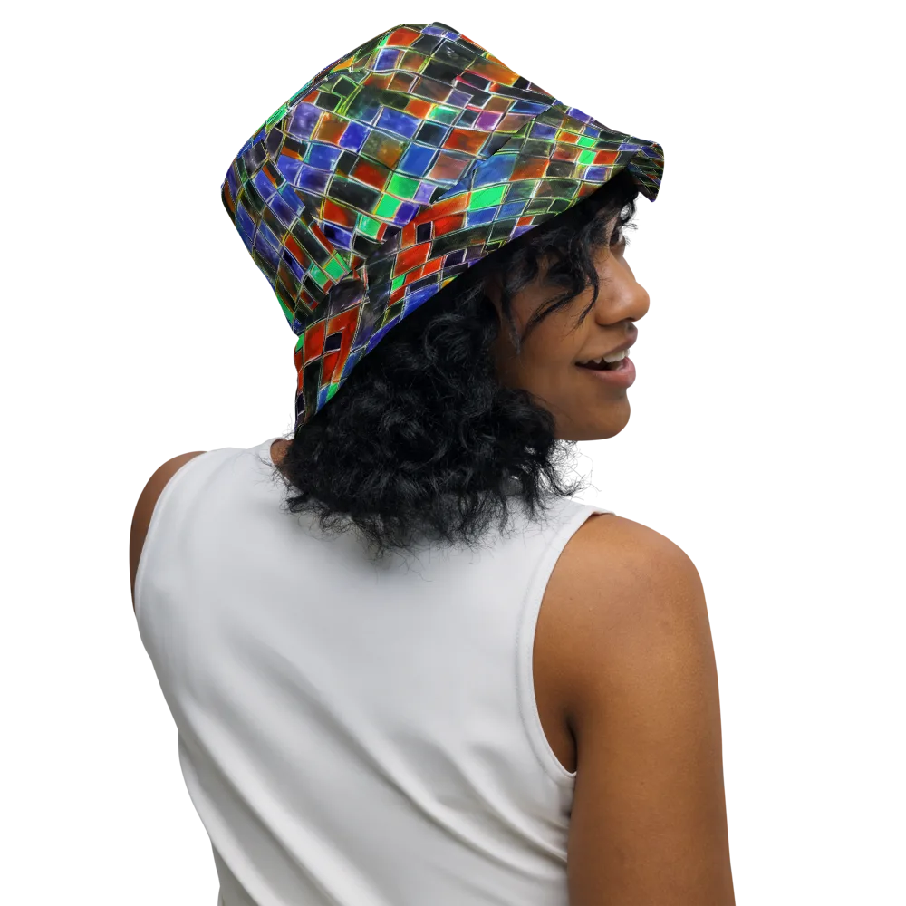 Neon Tesserae on Reversible Bucket Hat — Right Outside