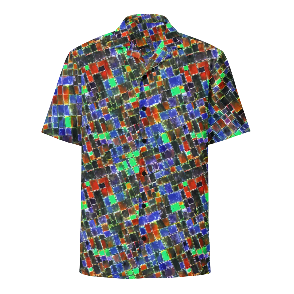 Neon Tesserae on Button Shirt — Front