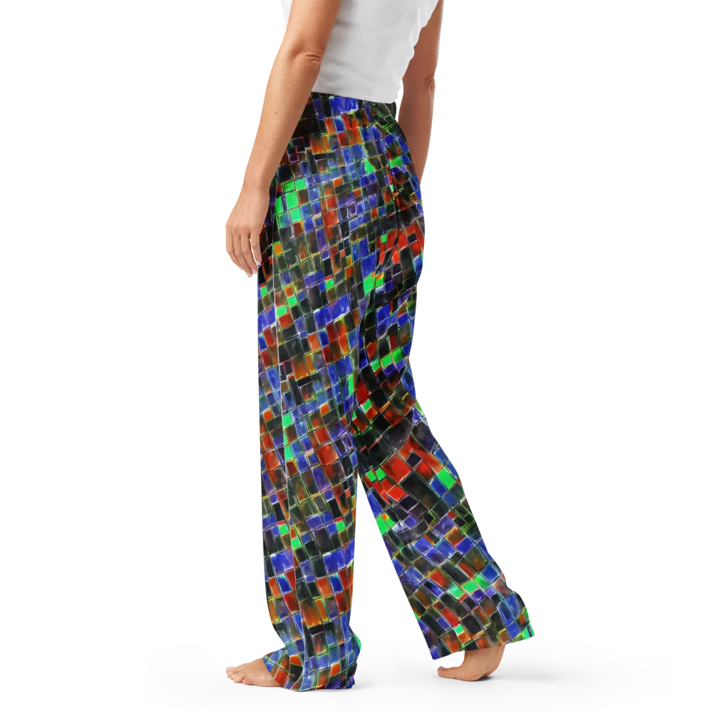 Neon Tesserae on Women's Pajama Pants — Left