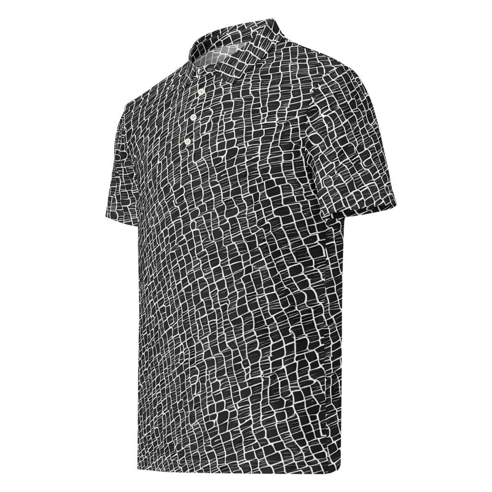 Ivory Grid on Men's Slim Fit Polo Shirt — Left Front