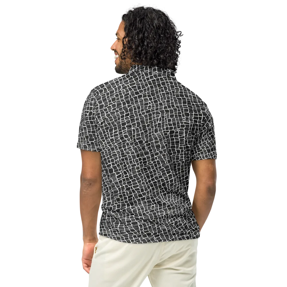 Ivory Grid on Men's Slim Fit Polo Shirt — Back