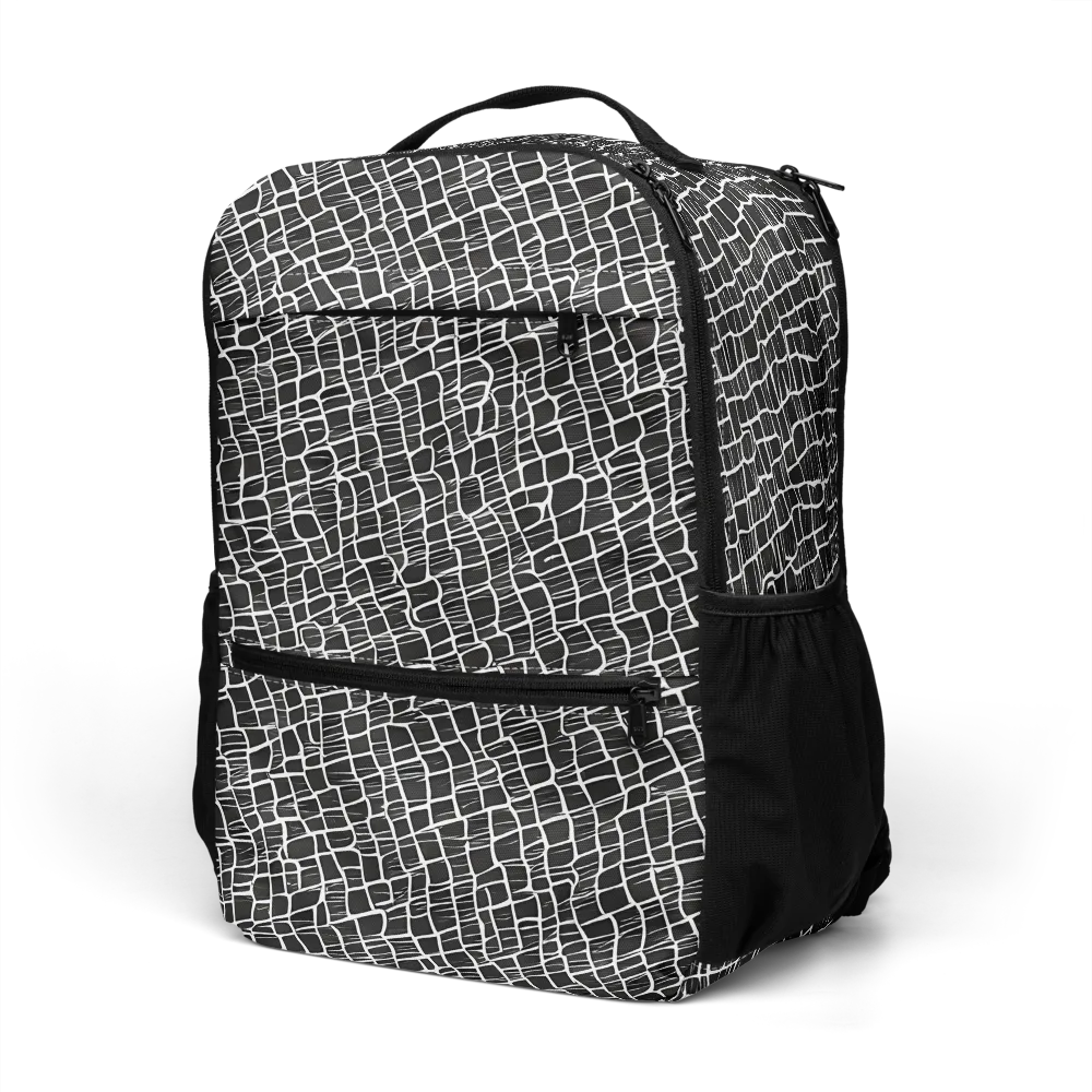 Ivory Grid on Utility Backpack — Left Front