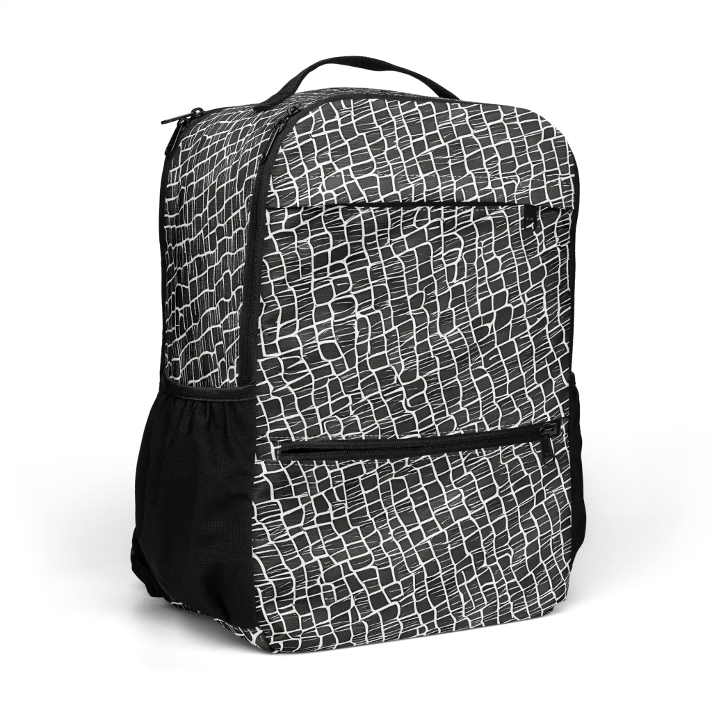 Ivory Grid on Utility Backpack — Right Front