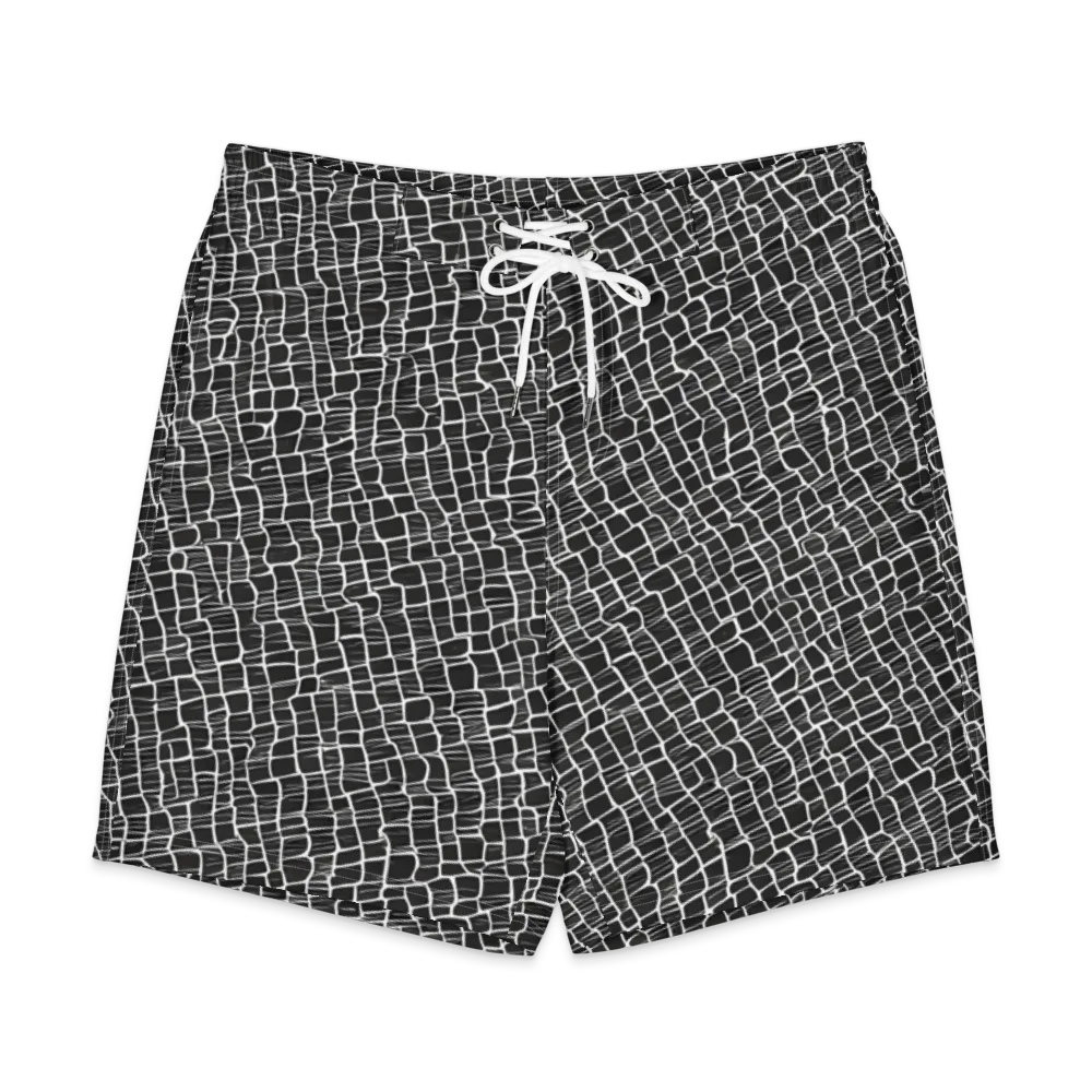 Ivory Grid on Men's Board Shorts — Front