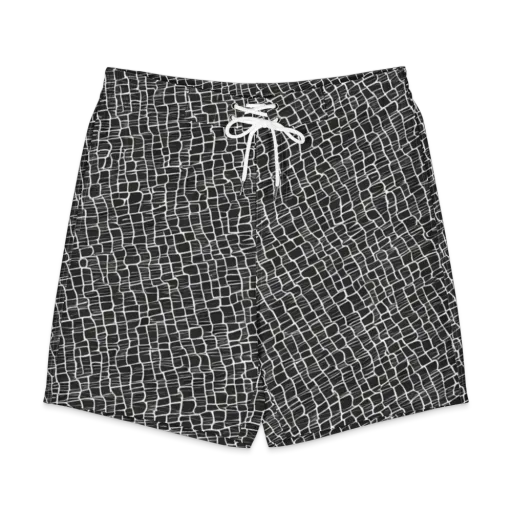 Ivory Grid on a Men's Board Shorts