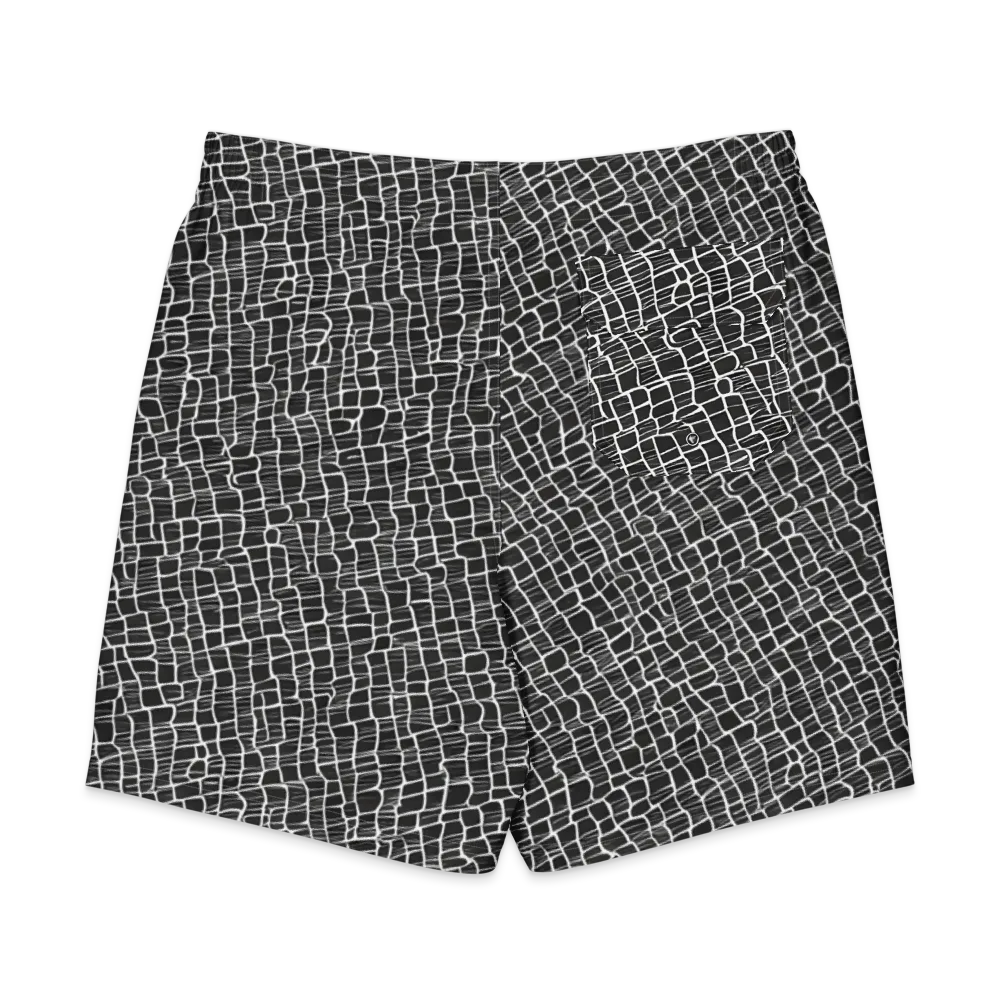 Ivory Grid on Men's Board Shorts — Back