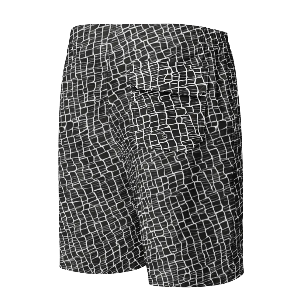 Ivory Grid on Men's Board Shorts — Back