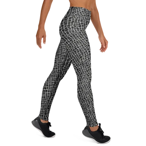 Ivory Grid on a Yoga Leggings