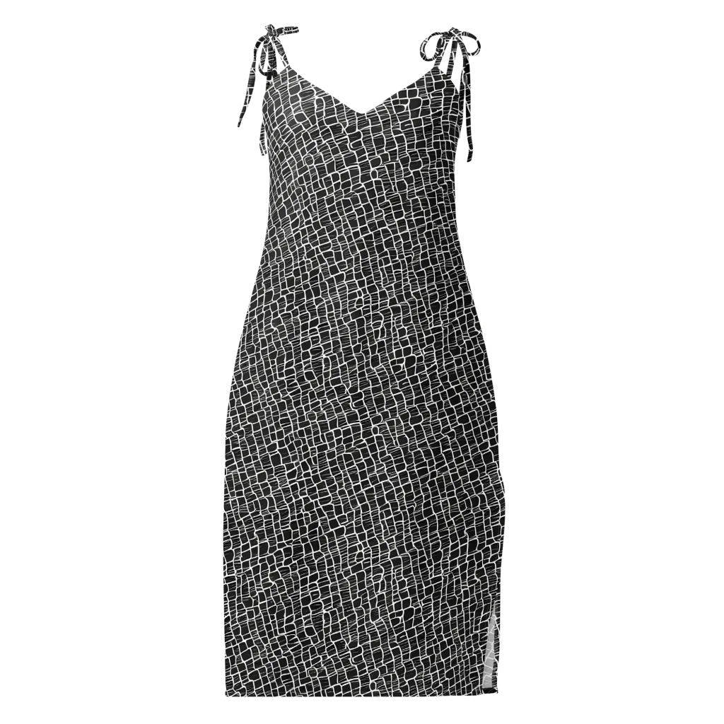 Ivory Grid on Slip Dress — Front