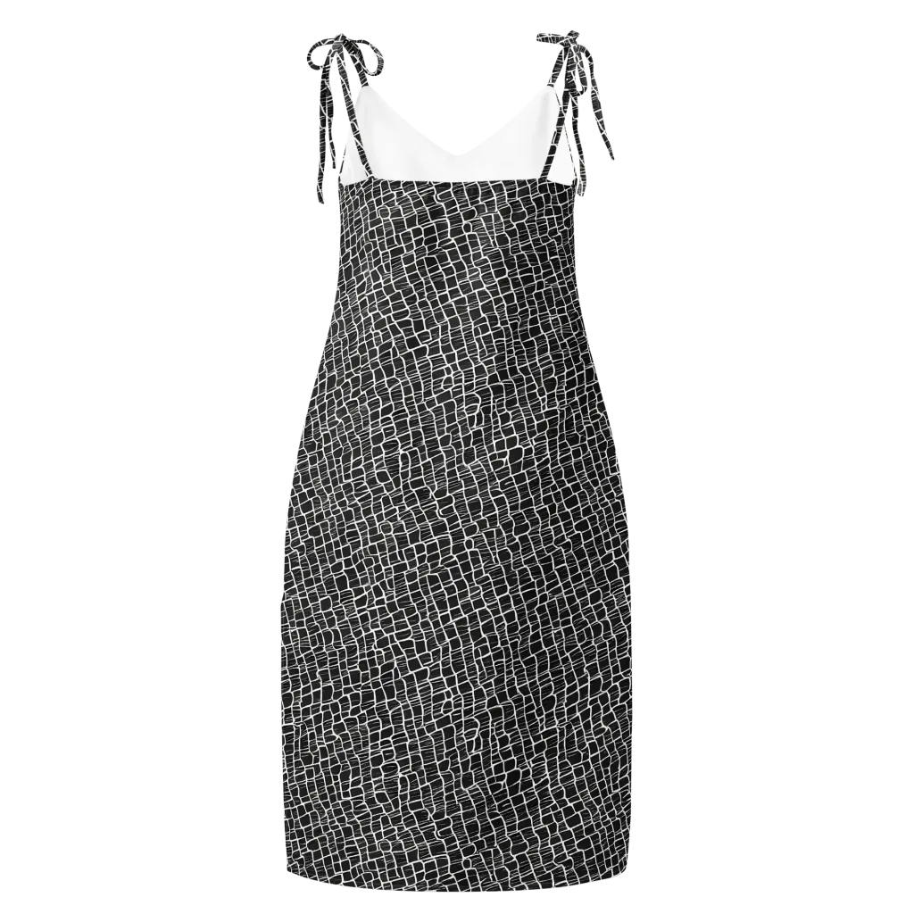 Ivory Grid on Slip Dress — Back